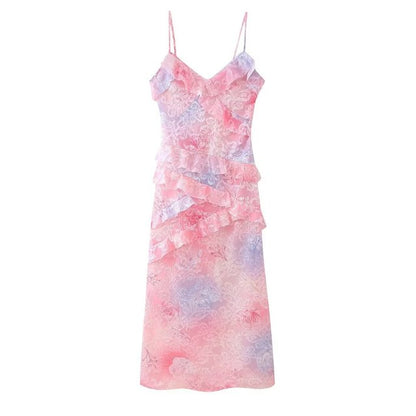 Sexy V-neck Backless Sleeveless Long Dresses Fashionable High Waist Slim Party Dress 2025 Elegant Print Women&#8217;s Evening Dress