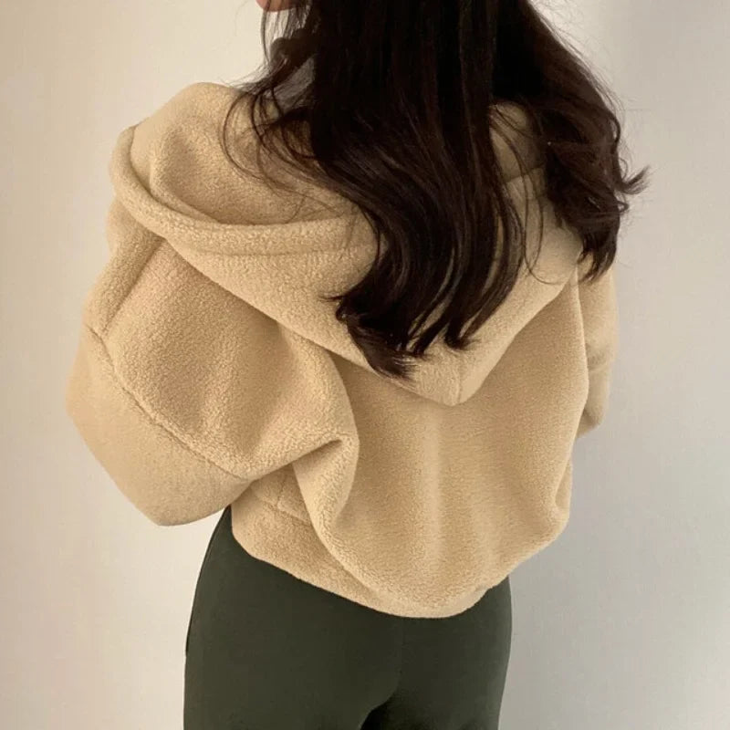 Lamb Fur Velvet Trim Coat
