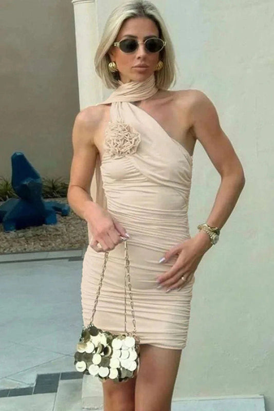 One Shoulder Sleeveless Mini Dress
