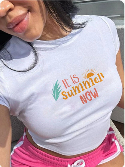 Europe and the United States street new print season art text short sleeve women Y2K women’s T-shirt vest halter