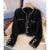 Cropped Black Tweed Jacket Women Vintage Suit Quilted Coat Winter Short Blazer Ladies Korean Elegant Thick Outerwear Tops