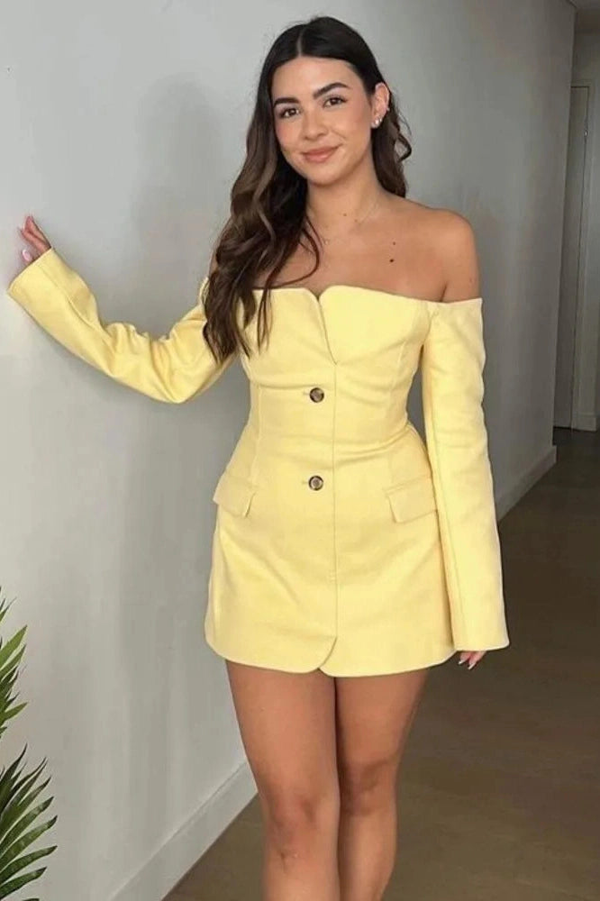 Off-Shoulder Mini Dress with Long Sleeves