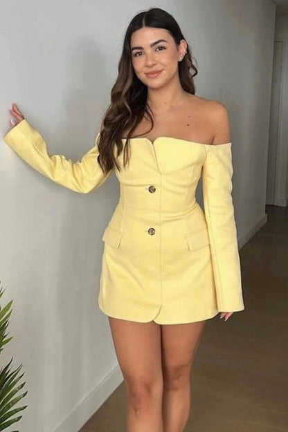 Off-Shoulder Mini Dress with Long Sleeves