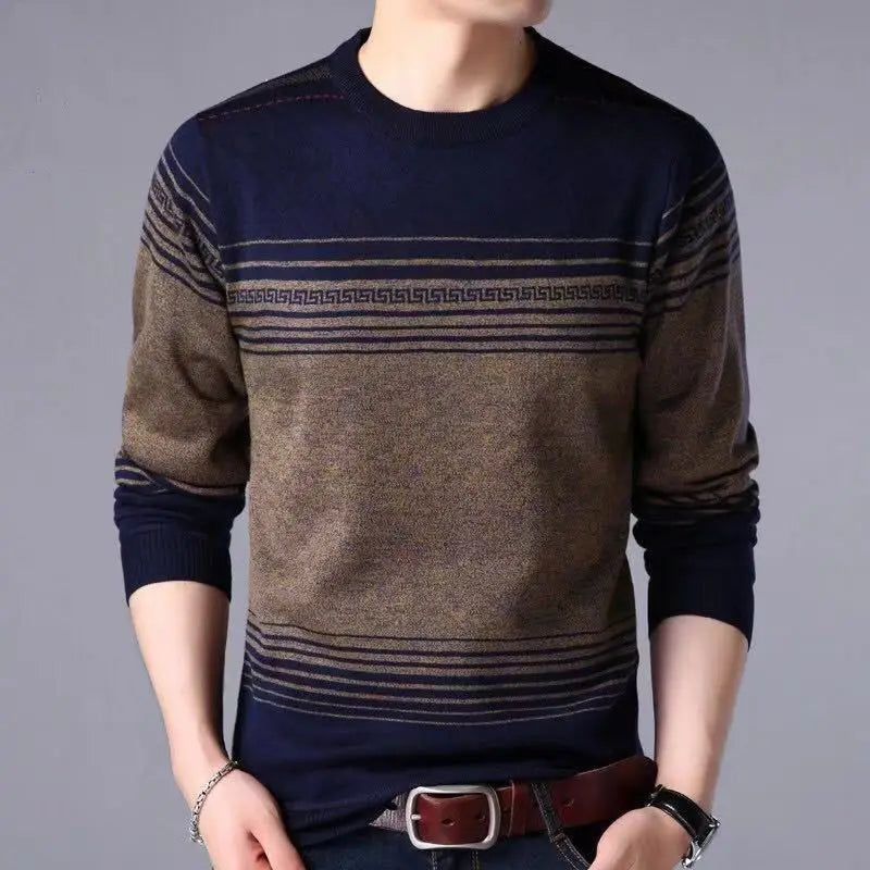 Winter KPOP Harajuku Sweater Man All Match Thick Knitting Tops Loose Casual Long Sleeve Pullover Y2K T-shirts