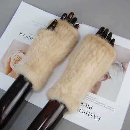 Winter Warm Fingerless Mink Fur Gloves