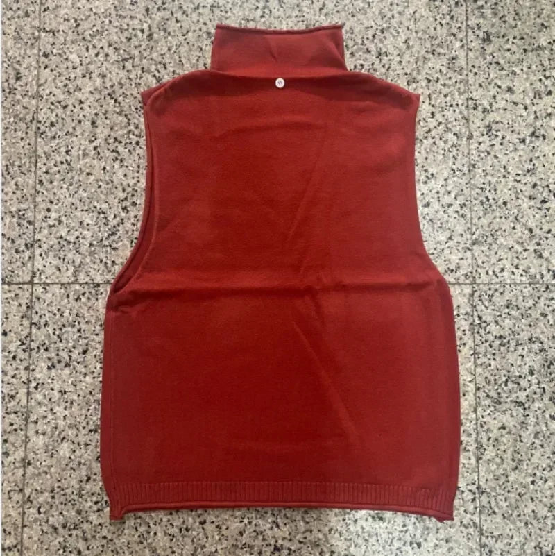 Spring And Autumn Women’s Turtleneck Knitted Sweater Sleeveless Pullover Vest Loose Fashion Versatile Western Style Top