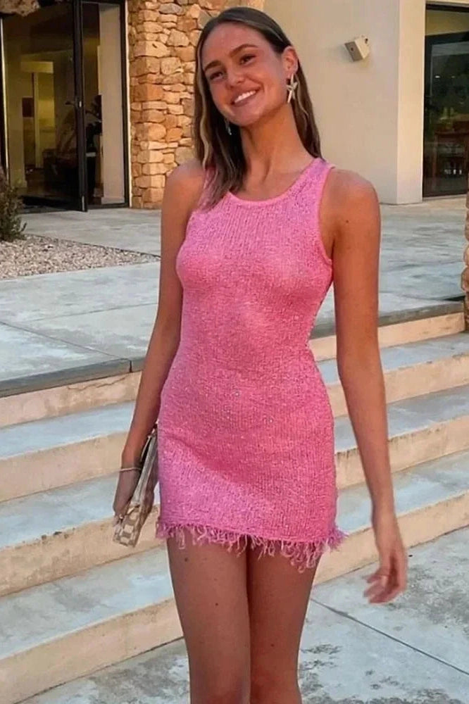 Slim See-Through Sleeveless Mini Dress
