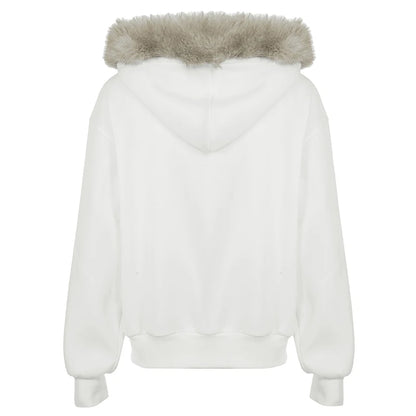 Y2k Letter Prints Women Hoodies Faux Collar Hooded s Autumn Winter Trendy Clothes Korean Style Coat