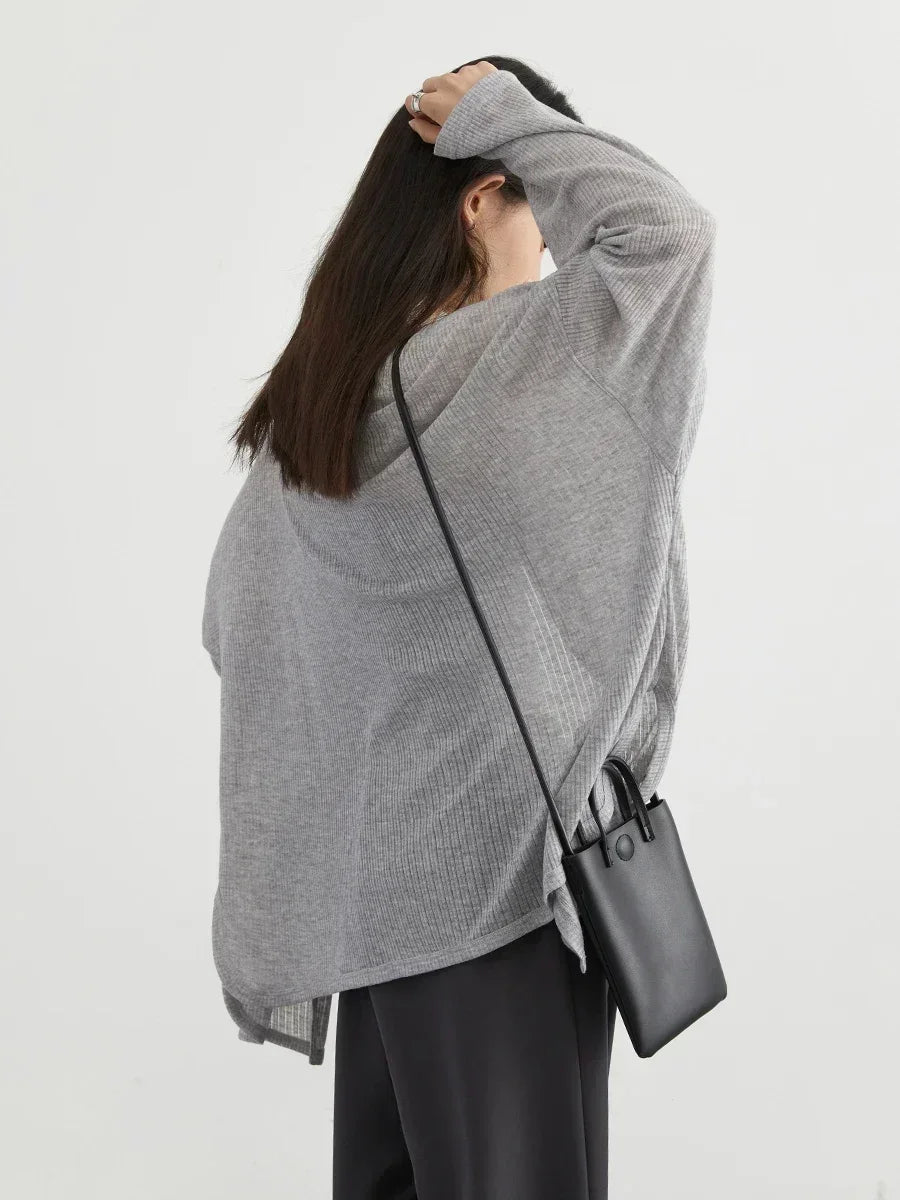Solid V-neck Shirt Women Spring Single Breasted Chiffon Loose Slim All-match Sun Protection Thin Breathable Fashion Slim Cozy