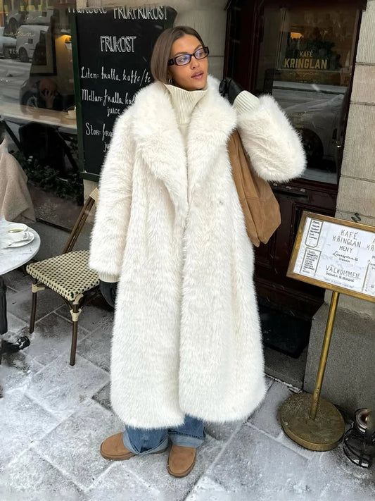 Winter Fur Feather Loose Overcoat Women’s Fashion Pocket Solid Commute Streetwear Jacket Ladies Luxury Patchwork Coat 2025