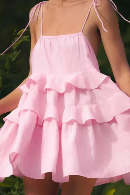 Sleeveless Mini Dress with Straps and High Waist