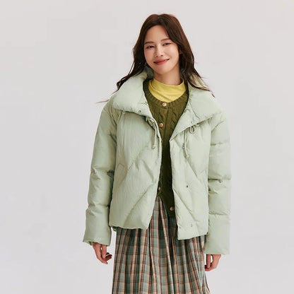 Down Jacket Women Chinese Style Disk Button Gentle Series Sweet  New Winter Stand Collar Loose Texture Thick Coat