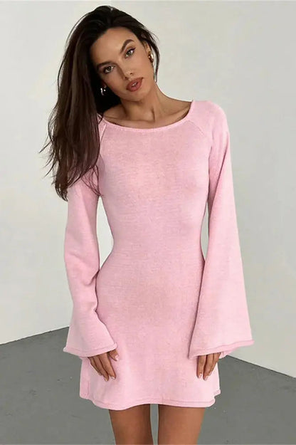 Knit Lace-Up Mini Dress