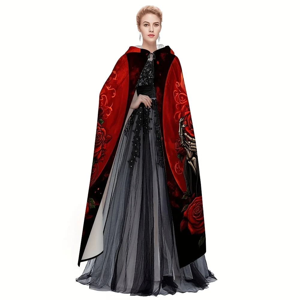 Floral Skull Print Cloak