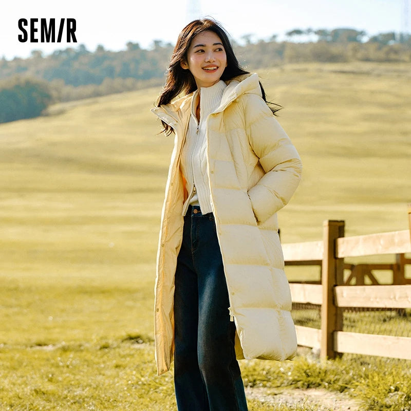 Down Jacket Women Long Length Three-Proof Versatile  Updated Winter New Loose Hooded Coat Simple Down Jacket