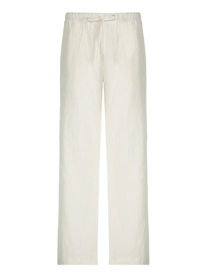 Solid Loose Casual Boho Straight Leg Pants For Women Simple Lazy Comfortable Summer Vacation Trousers