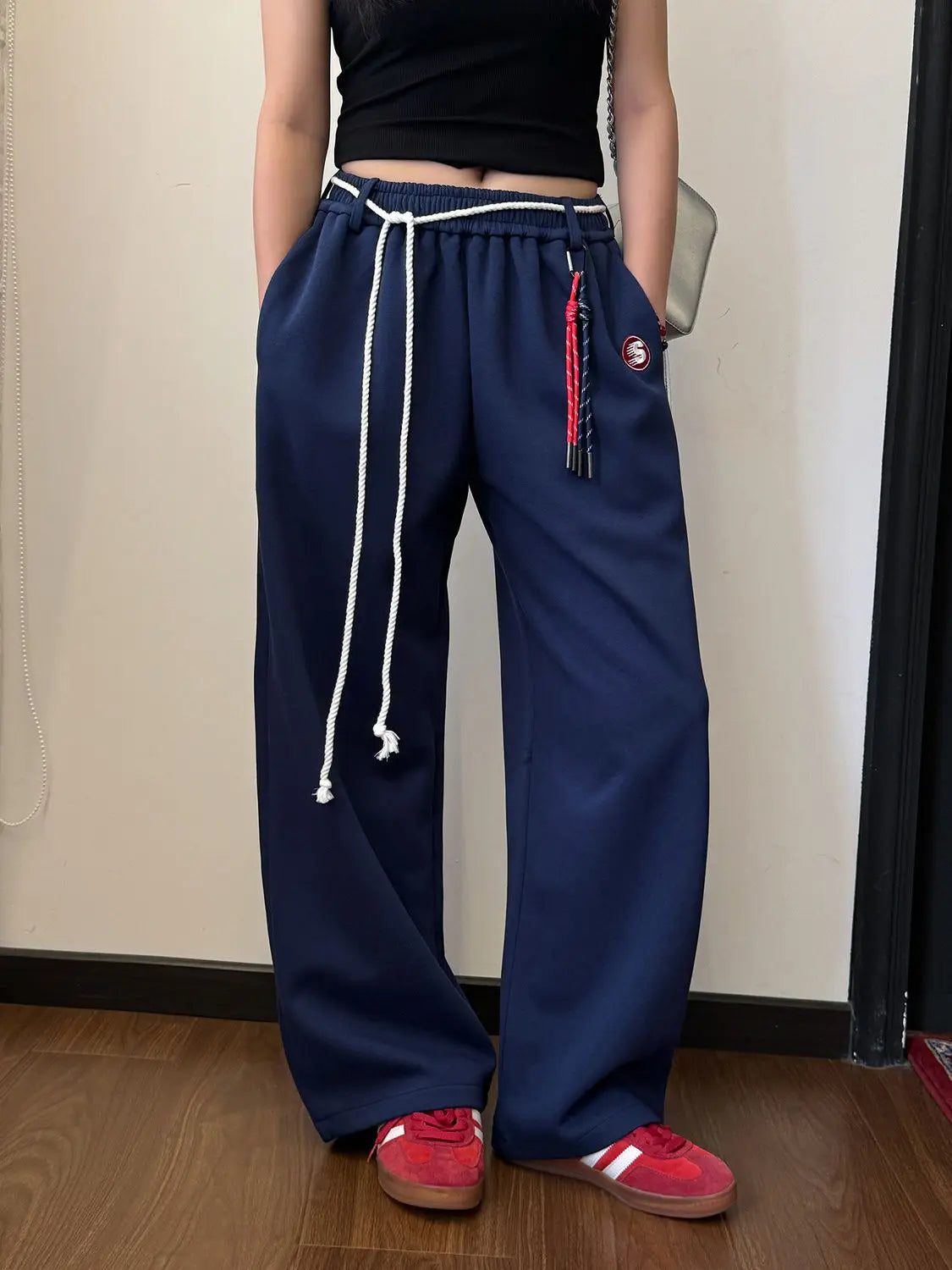 Y2k Kpop Red Sweatpants Women Baggy Harajuku Korean Hip Hop Style Wide Leg Jogger Pants Streetwear Oversized Aesthetic