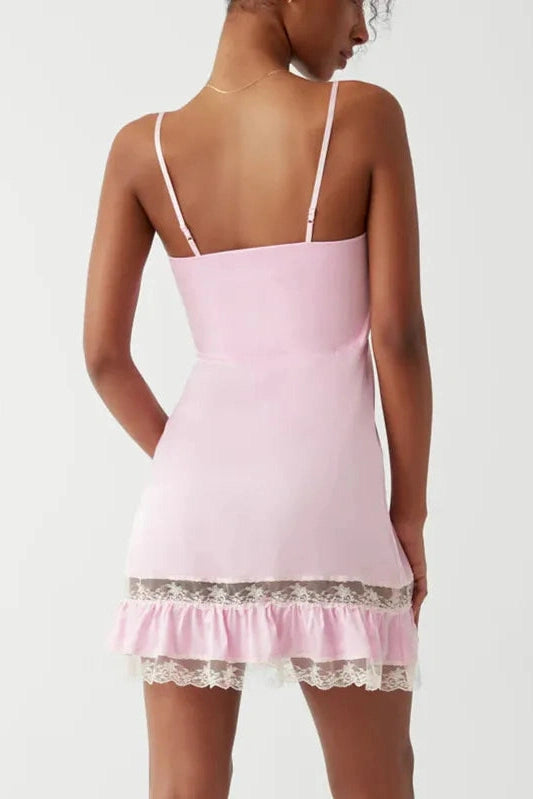 Patchwork Sleeveless Backless Mini Dress