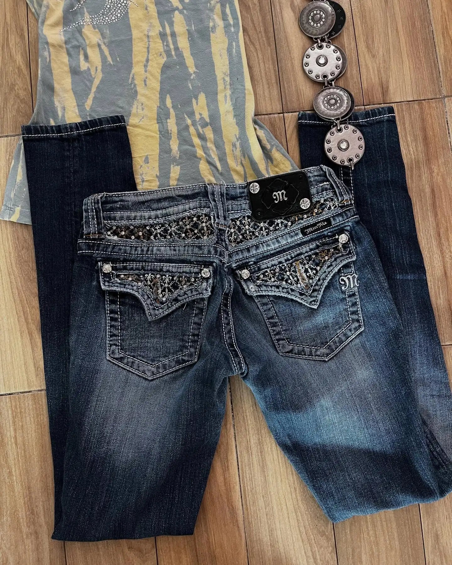 Retro Blue Wash Pants
