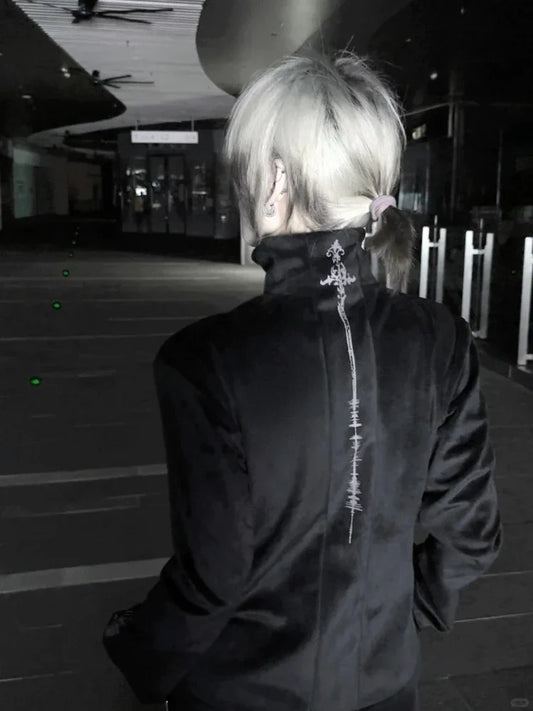 Printed Hooded Zipper Jacket
