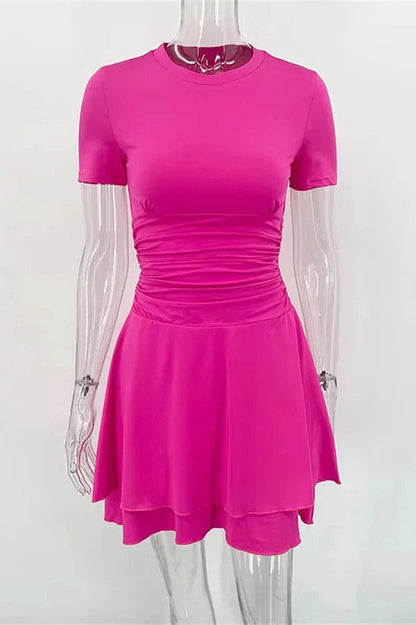 Elegant Short Sleejsons Mini Dress