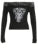 Dark Grunge Print Off Shoulder Long Sleeve Tees Lace Trim Slash Neck Skinny Y2K Black T Shirt Women
