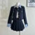 Elegant Two-piece Skirt Set Women Single Breasted Crop Top Pleated Mini Skirt Preppy Style Korean Fashion Autumn New Outfits