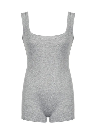 Solid Sleeveless Square Collar Skinny Sexy Rompers Womens Playsuits