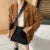 Casual Suede Long Sleeve Jackets Women Autumn Loose Brown Lapel Coat Top With Pockets Female Elegant Chic Street New in Outwear