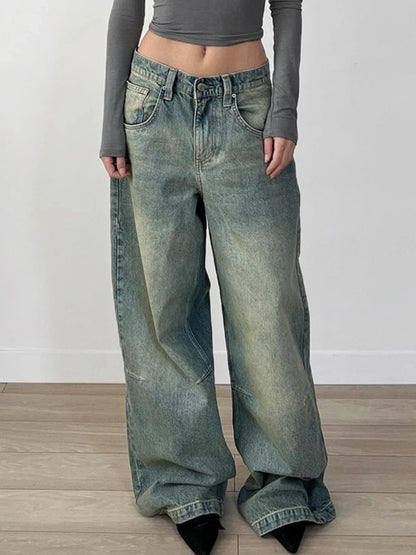 Streetwear y2k Tie Dye Baggy Jeans Women Casual Low Rise Loose Denim Pants Korean Fashion Denim Trousers Retro Mom Jeans