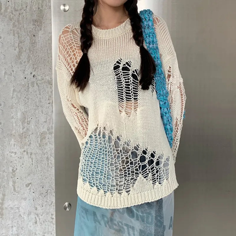 Openwork Crochet Mesh Top