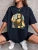 Playing Pranks On Mona Lisa Fitness Print Womens T Shirt Oversized Casual T-Shirt Casual Short Sleeve Cotton Loose Tshirt