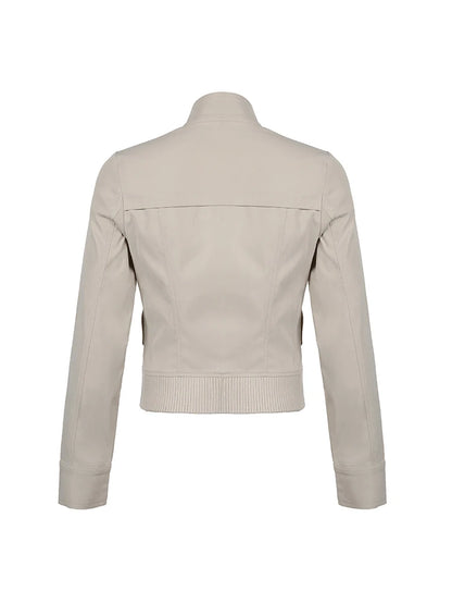 Zip Up Stand Collar Casual Y2K Cargo Jackets Women Spring Autumn Fashion Solid Basic Long Sleeve Street Coats