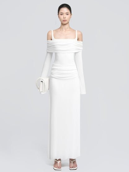 Elegant Long Sleeved Bodycon Party Evening Dress For Women Double Layered Tight Female Vestido Autumn New  Clothing