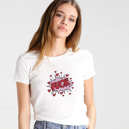 T shirt summer American print Spice Girl trend slim-fit short round neck short sleeve show midriff