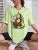 Playing Pranks On Mona Lisa Fitness Print Womens T Shirt Oversized Casual T-Shirt Casual Short Sleeve Cotton Loose Tshirt