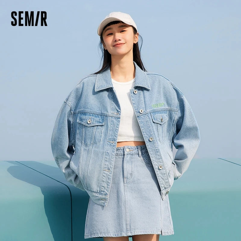 Denim Jacket Women Gradual Loose Temperament  Spring New Embroidered Jacket Trend