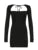 Backless Lace-Up Slim Sexy Black Short Dress Women Square Collar Solid Split Elegant Basic Long Sleeve Baddie Clubwear
