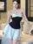 Sexy Striped Patchwork Short Dresses for Women Strapless Layered Ruffles A-line Bow Birthday Party Dress Korean Fashion Vestido