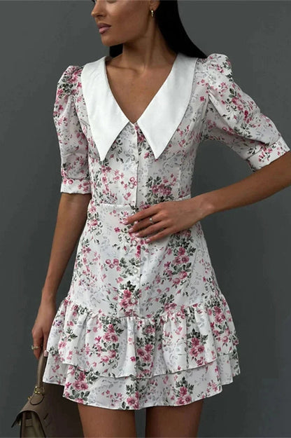 V-Neck Short Sleeve Mini Dress
