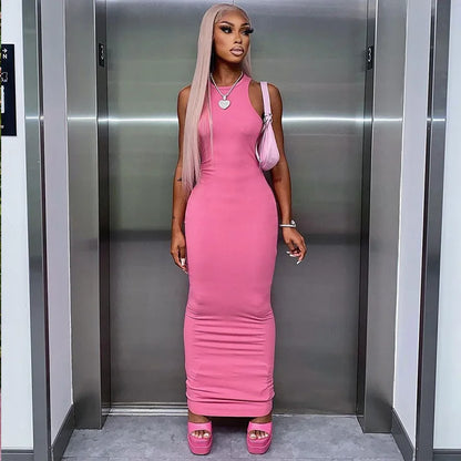 Ribbed Sleeveless Bodycon Maxi Dress