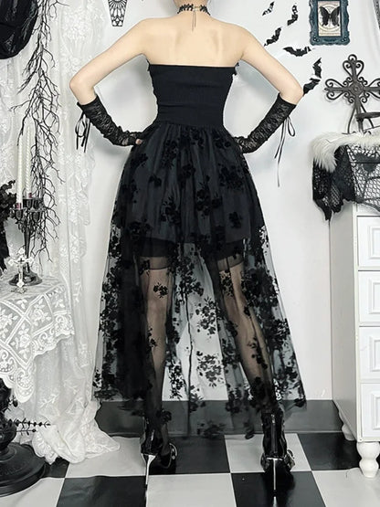 Floral Mesh Corset Midi Dress