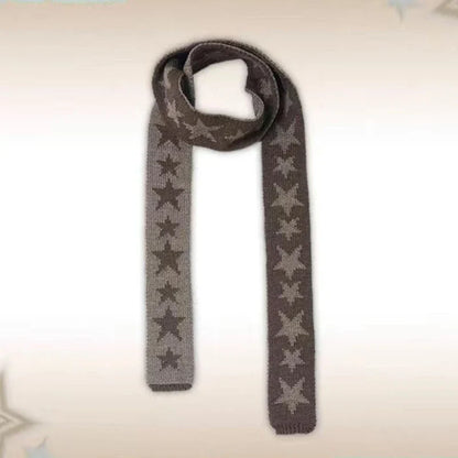 Star Pattern Jacquard Knitted Harajuku Punk Gothic Warm Scarf