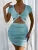 New Y2K Women’s Short sleeved Summer Foreign Trade European and American Sexy V-neck Open Waist Bag Hip Dress
