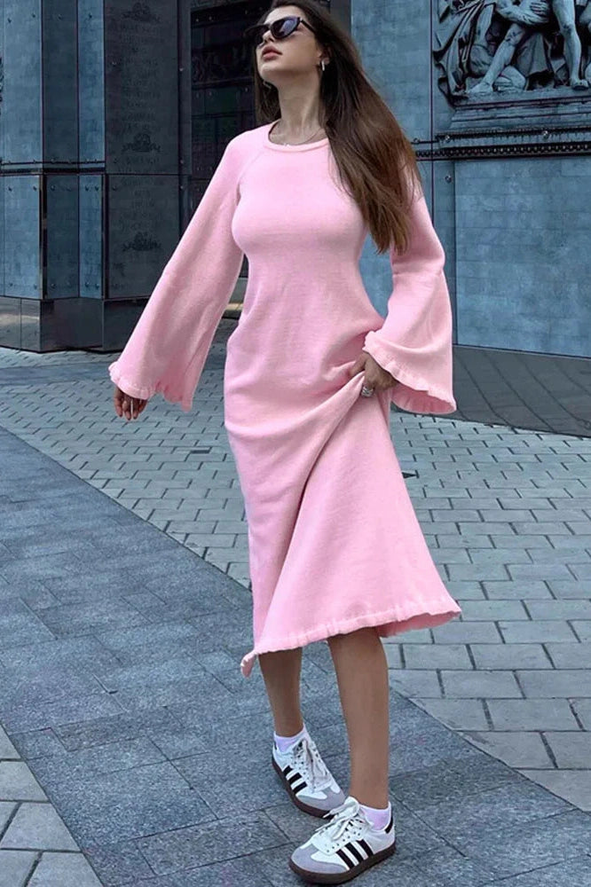 Lace-Up Loose Backless Mini Dress