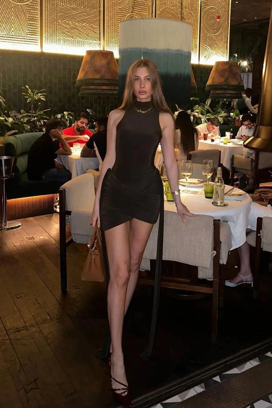 Sleeveless Lace Up Mini Dress