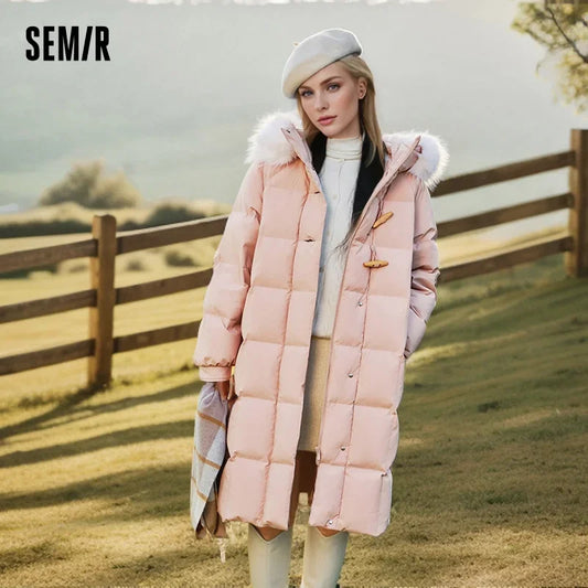 Down Jacket Women Long Length Three-Proof Windproof Loose Winter  New Warm Fur Collar Hooded Coat Down Jacket