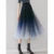 Gradient Tulle Midi Skirt Women Elegant Mesh Pleated Skirts Summer Korean Fashion High Waist Casual All Match A Line Skirt
