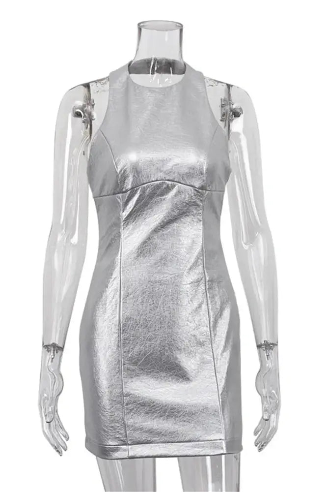 Silver Backless Mini Dress