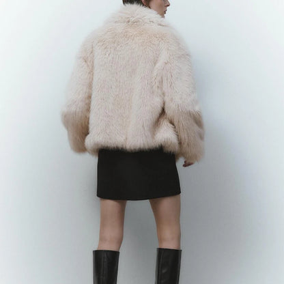 Chic Ins Blogger Brand Fashion Fake Fox Fur Jacket Coat Women  Winter Luxury Design Big Collar Fur Coats Cool Girls Overcoat